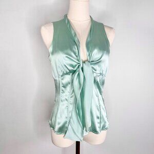 Adolfo Dominguez - Silk turquoise ribbon blouse